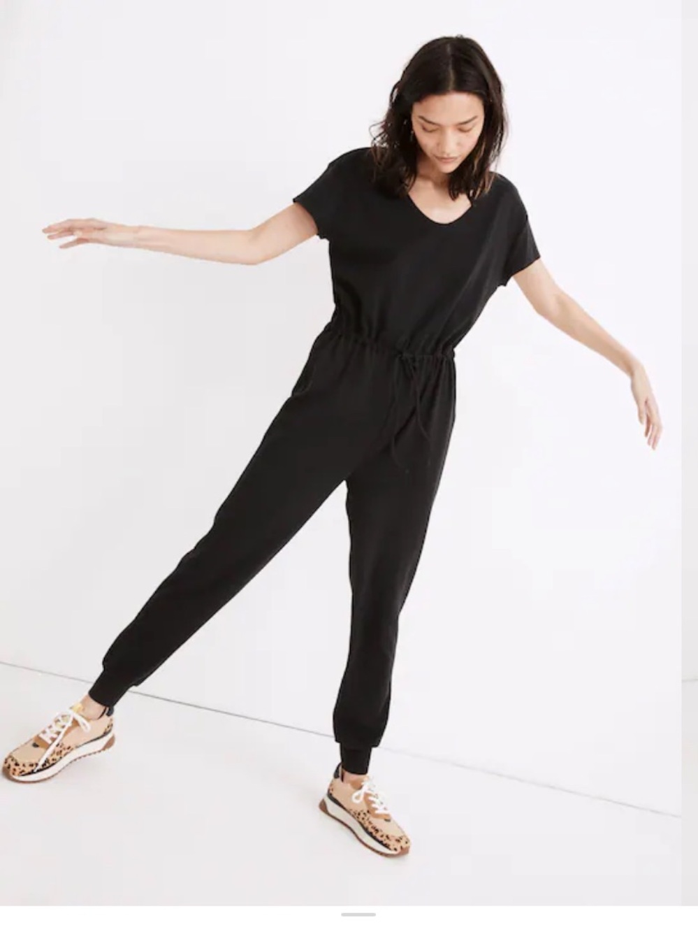 MDL Black Women’s Jumpsuit — Classic Short-Sleeve Design
